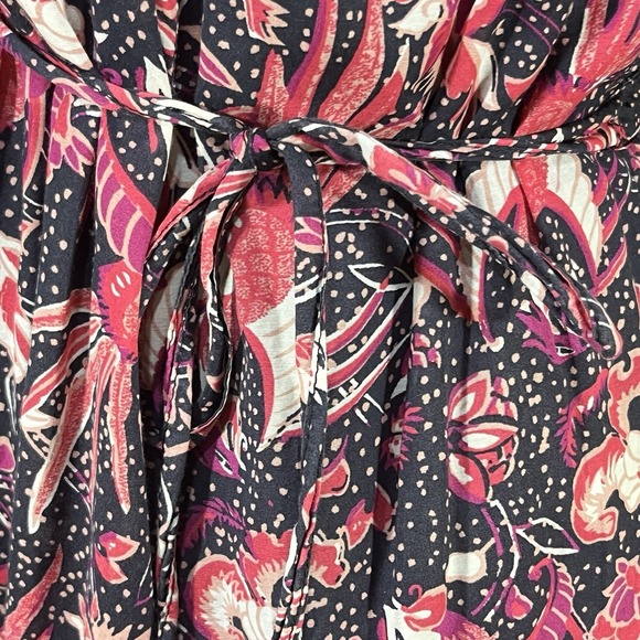 French Connection Sz 6 Floral Mini Dress Side Ties Ruffle Neckline Cottagecore - Picture 7 of 14